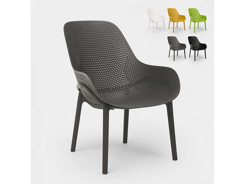 Sedie design moderno per cucina e bar in polipropilene Majestic - Grigio