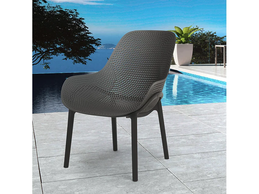 Sedie design moderno per cucina e bar in polipropilene Majestic - Grigio