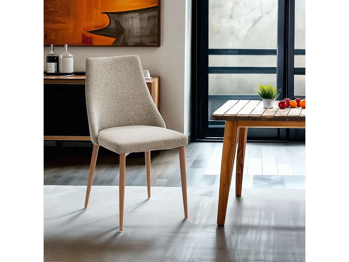 Stuhl gepolstert modern aus Stoff für Esszimmer und Küche Sirka - Beige