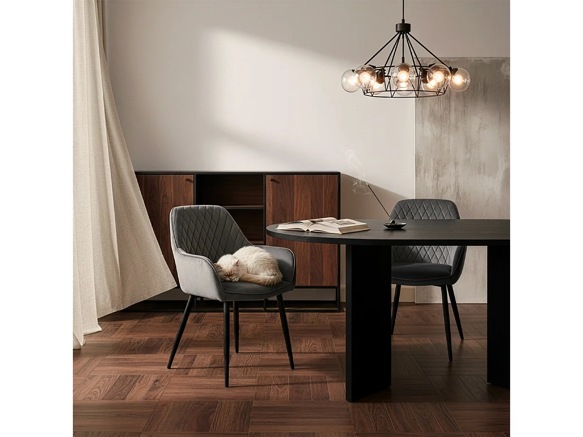 Sillón de salón tapizado en terciopelo de diseño Nirvana - Gris Oscuro