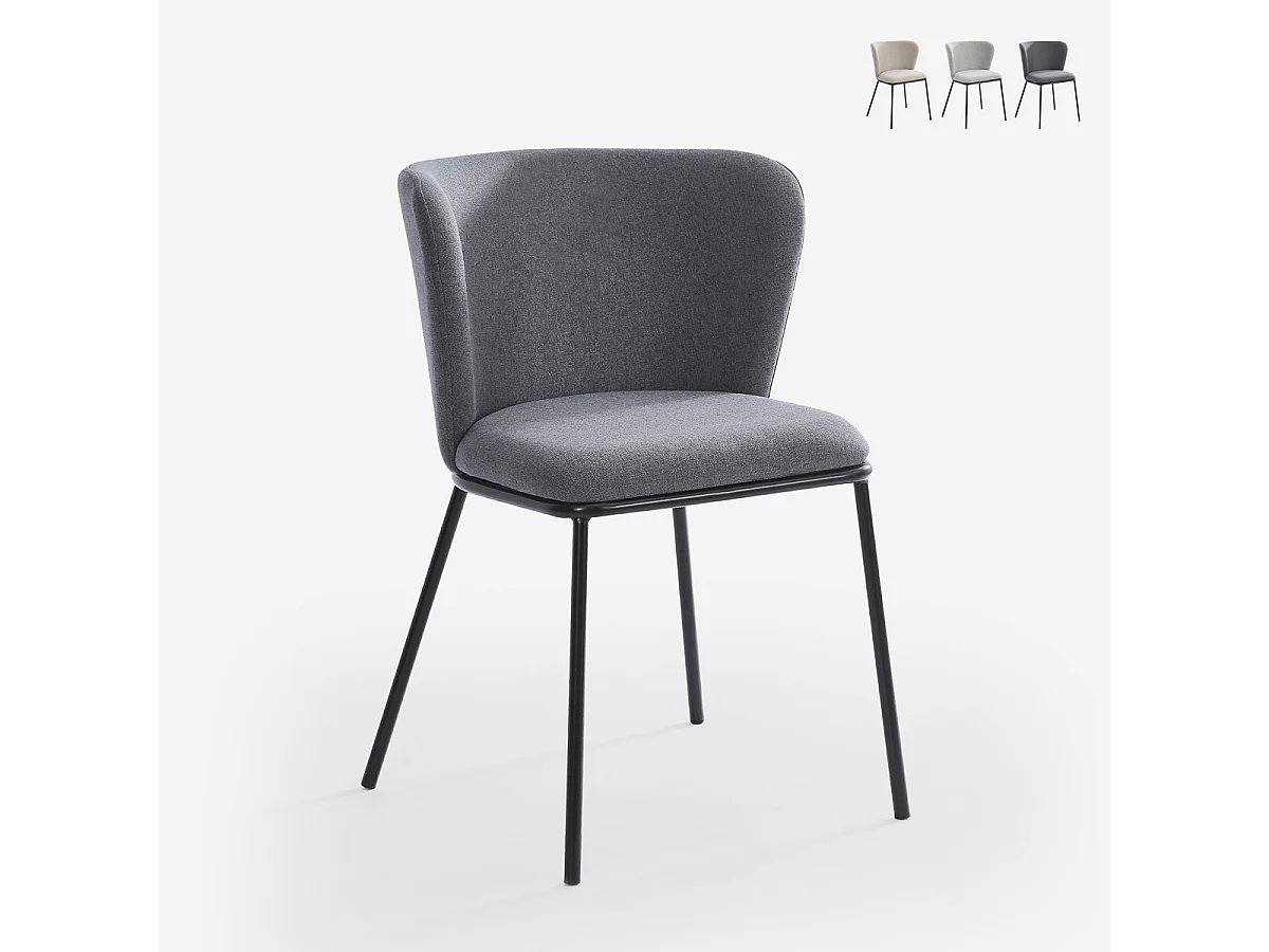 Stuhl für das Esszimmer in modernem Design aus Stoff mit schwarzen Beinen Lasta - Dunkel Grau