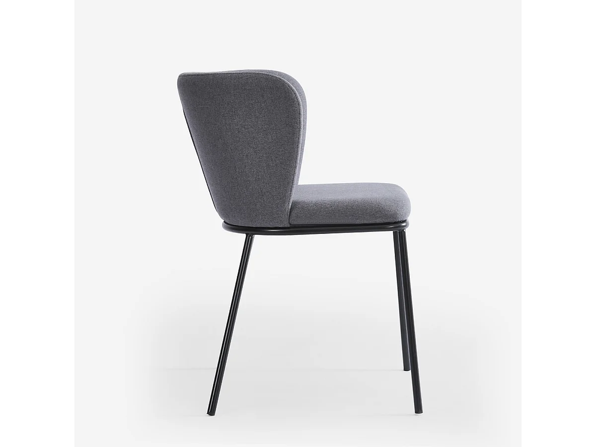 Stuhl für das Esszimmer in modernem Design aus Stoff mit schwarzen Beinen Lasta - Dunkel Grau