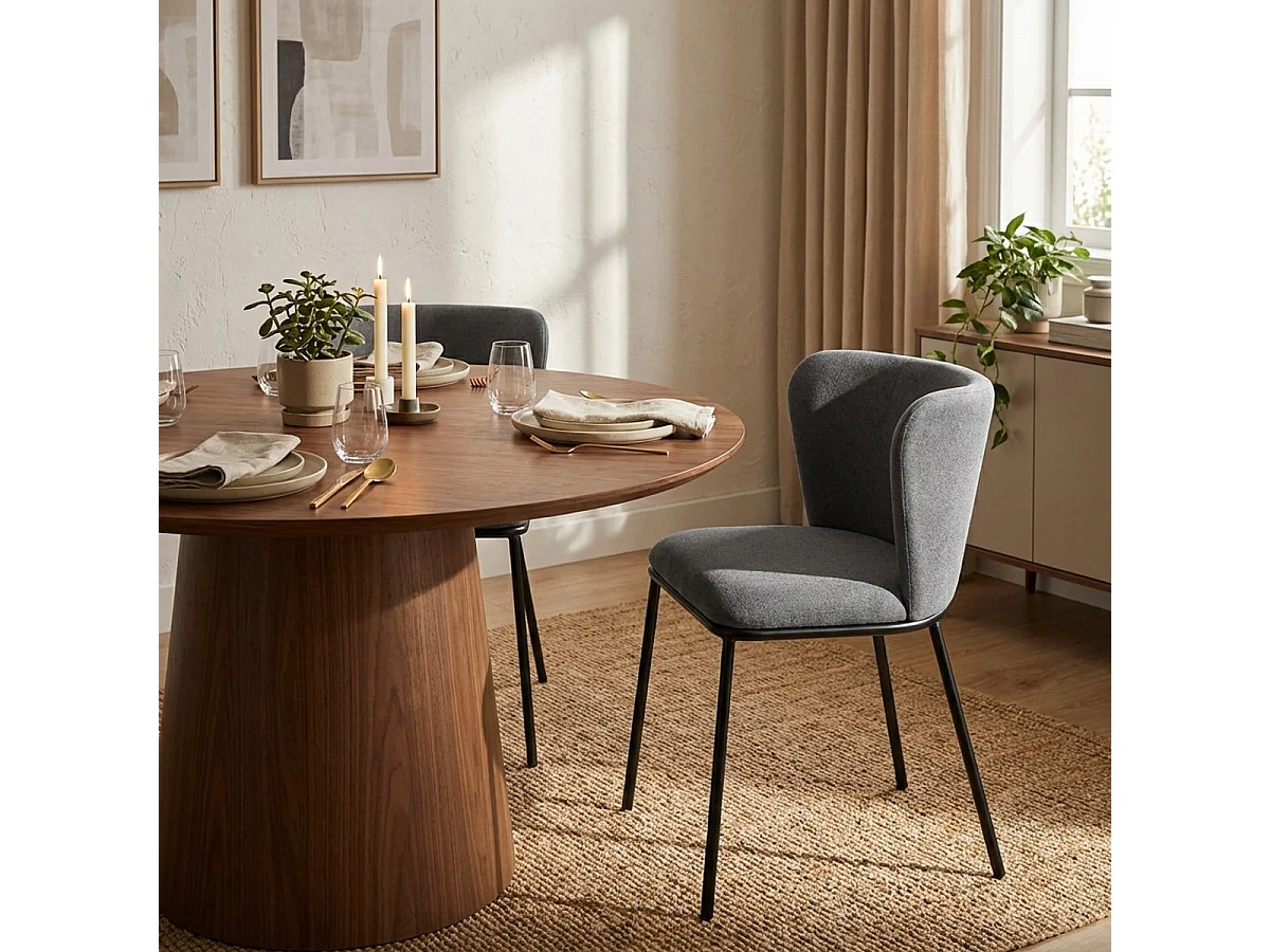 Stuhl für das Esszimmer in modernem Design aus Stoff mit schwarzen Beinen Lasta - Dunkel Grau