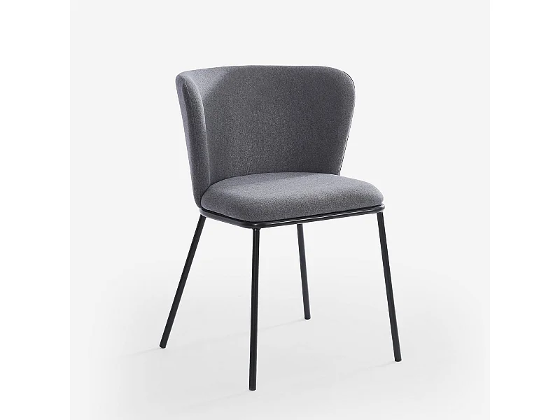 Chaise salle à manger au design moderne en tissu pieds noirs Lasta - Gris foncé