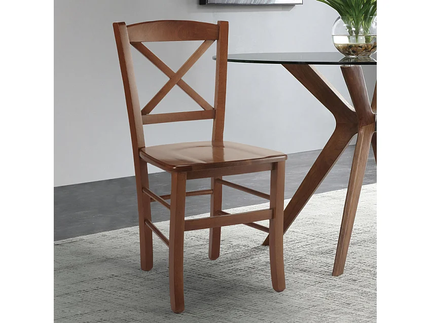 Sedia in legno classica rustica ristorante sala da pranzo bar Venezia Croce - Marrone Noce