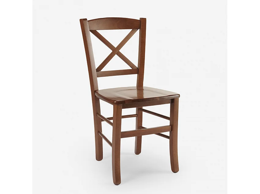 Sedia in legno classica rustica ristorante sala da pranzo bar Venezia Croce - Marrone Noce