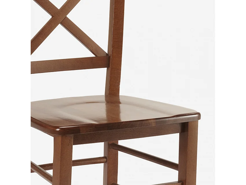 Sedia in legno classica rustica ristorante sala da pranzo bar Venezia Croce - Marrone Noce