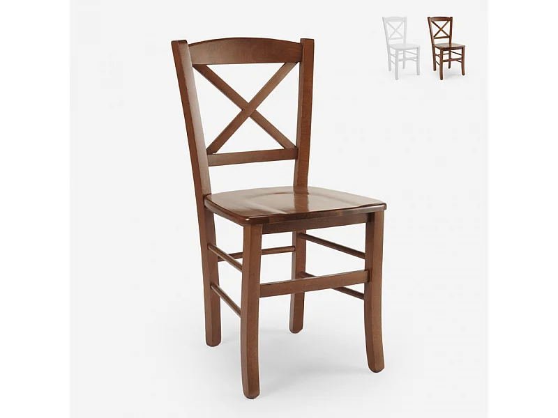 Sedia in legno classica rustica ristorante sala da pranzo bar Venezia Croce - Marrone Noce