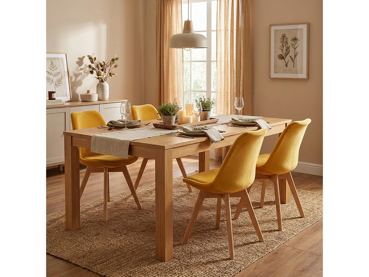 Sedia design scandinavo legno velluto con cuscino cucina bar ristorante Dolphin Lux - Giallo