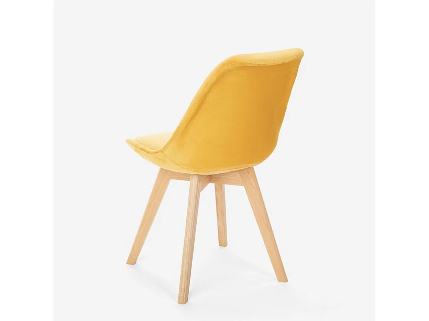 Sedia design scandinavo legno velluto con cuscino cucina bar ristorante Dolphin Lux - Giallo