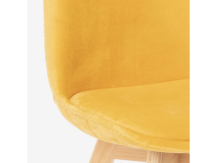 Sedia design scandinavo legno velluto con cuscino cucina bar ristorante Dolphin Lux - Giallo