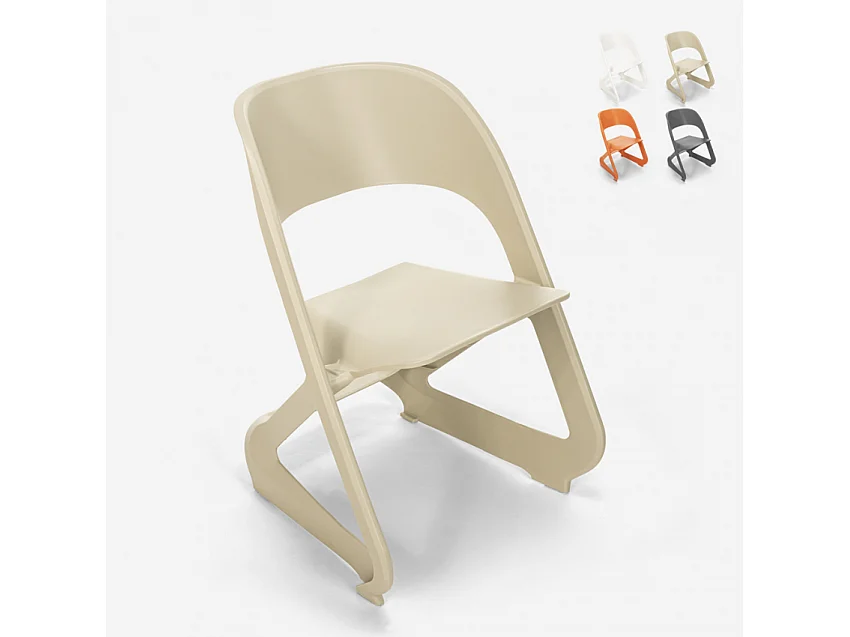 Sedia in plastica design moderno impilabile per bar feste ed eventi pubblici Nest - Beige