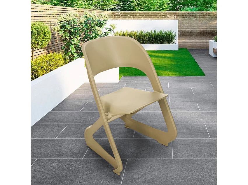 Sedia in plastica design moderno impilabile per bar feste ed eventi pubblici Nest - Beige