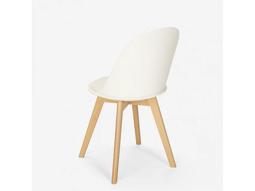 Silla de diseño escandinavo de madera con cojín cocina comedor Bib Nordica - Blanco