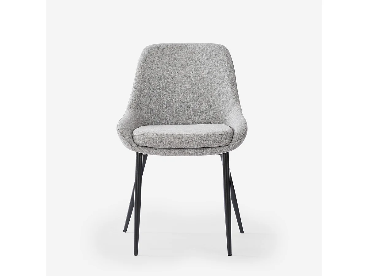 Silla moderna de cocina de tela con patas de metal color negro Piros - Gris