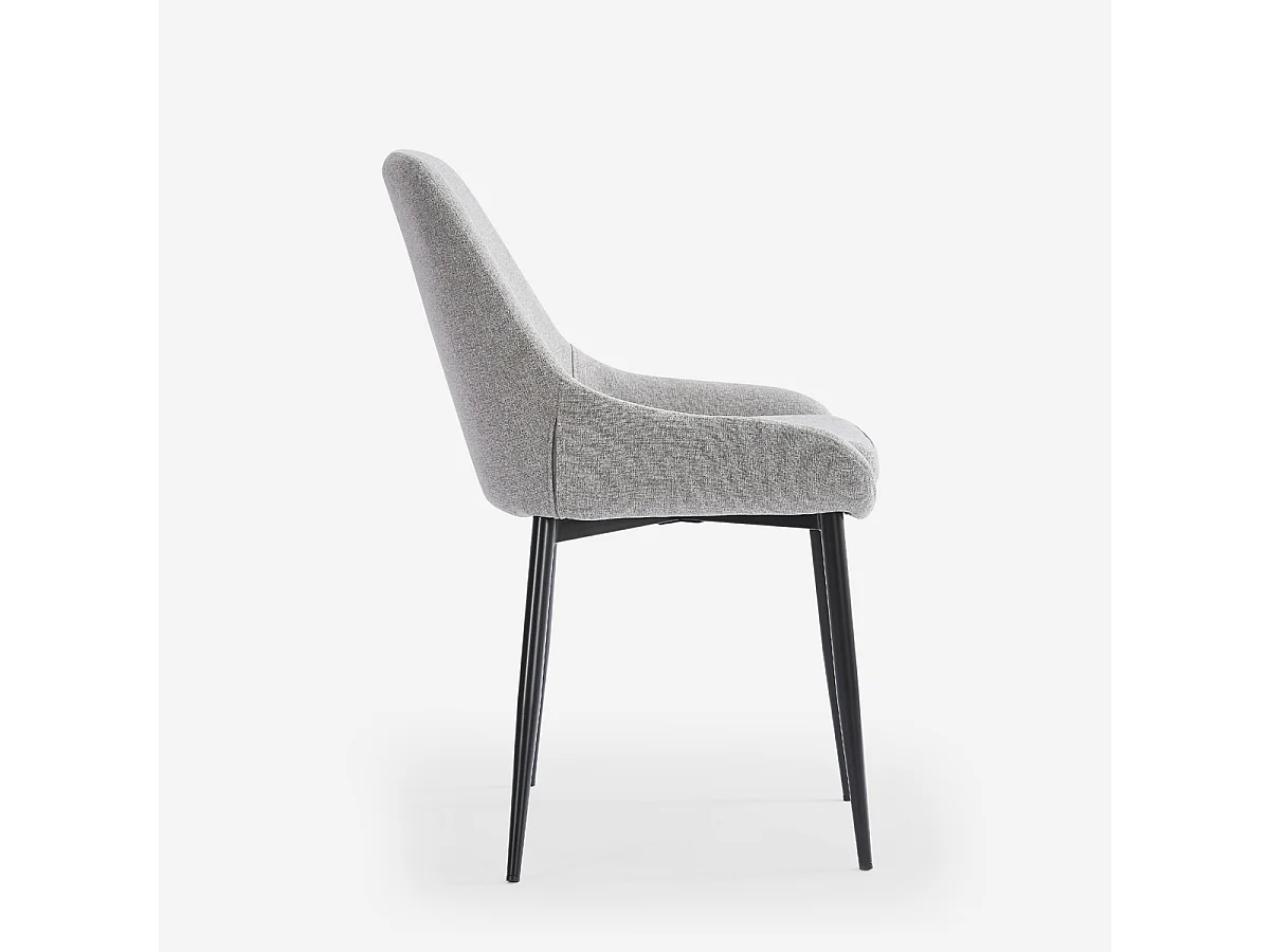 Silla moderna de cocina de tela con patas de metal color negro Piros - Gris