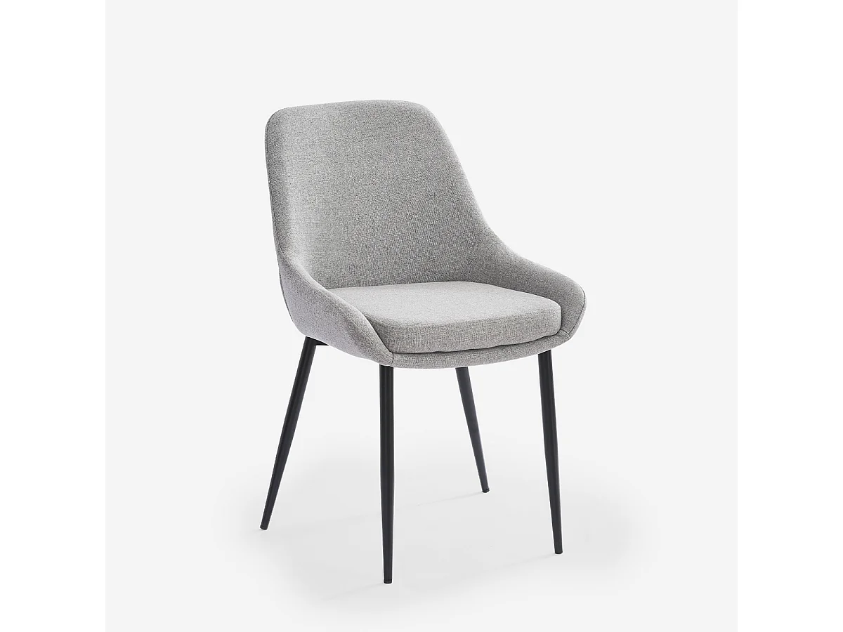 Silla moderna de cocina de tela con patas de metal color negro Piros - Gris
