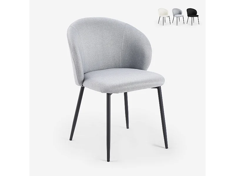 Moderner Esszimmer- und Küchenstuhl aus Designstoff Kadim - Grau
