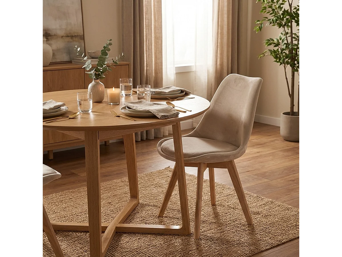 Juego de 4 sillas de terciopelo estilo escandinavo para salón cocina Smart Soft Stock - Beige