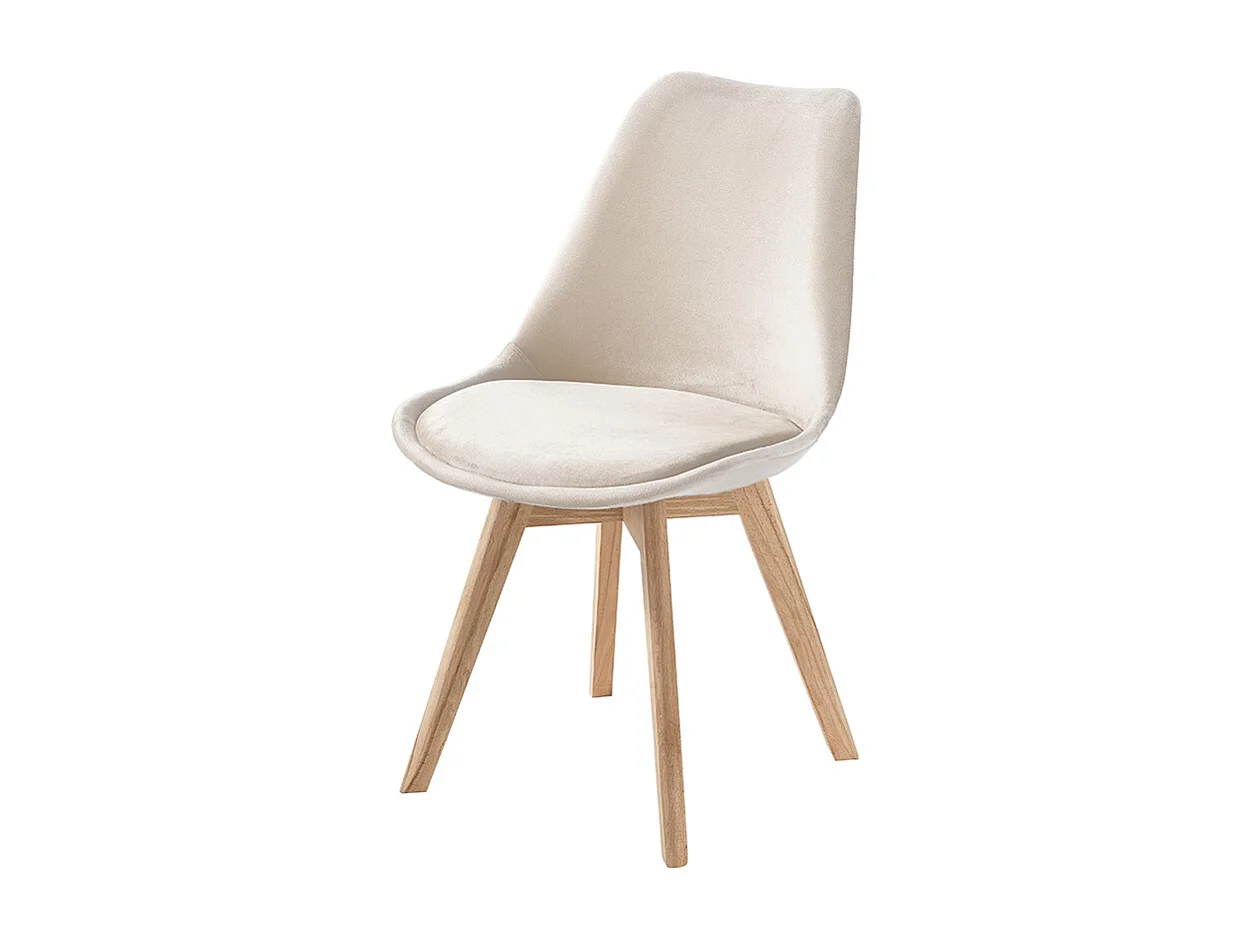 Juego de 4 sillas de terciopelo estilo escandinavo para salón cocina Smart Soft Stock - Beige