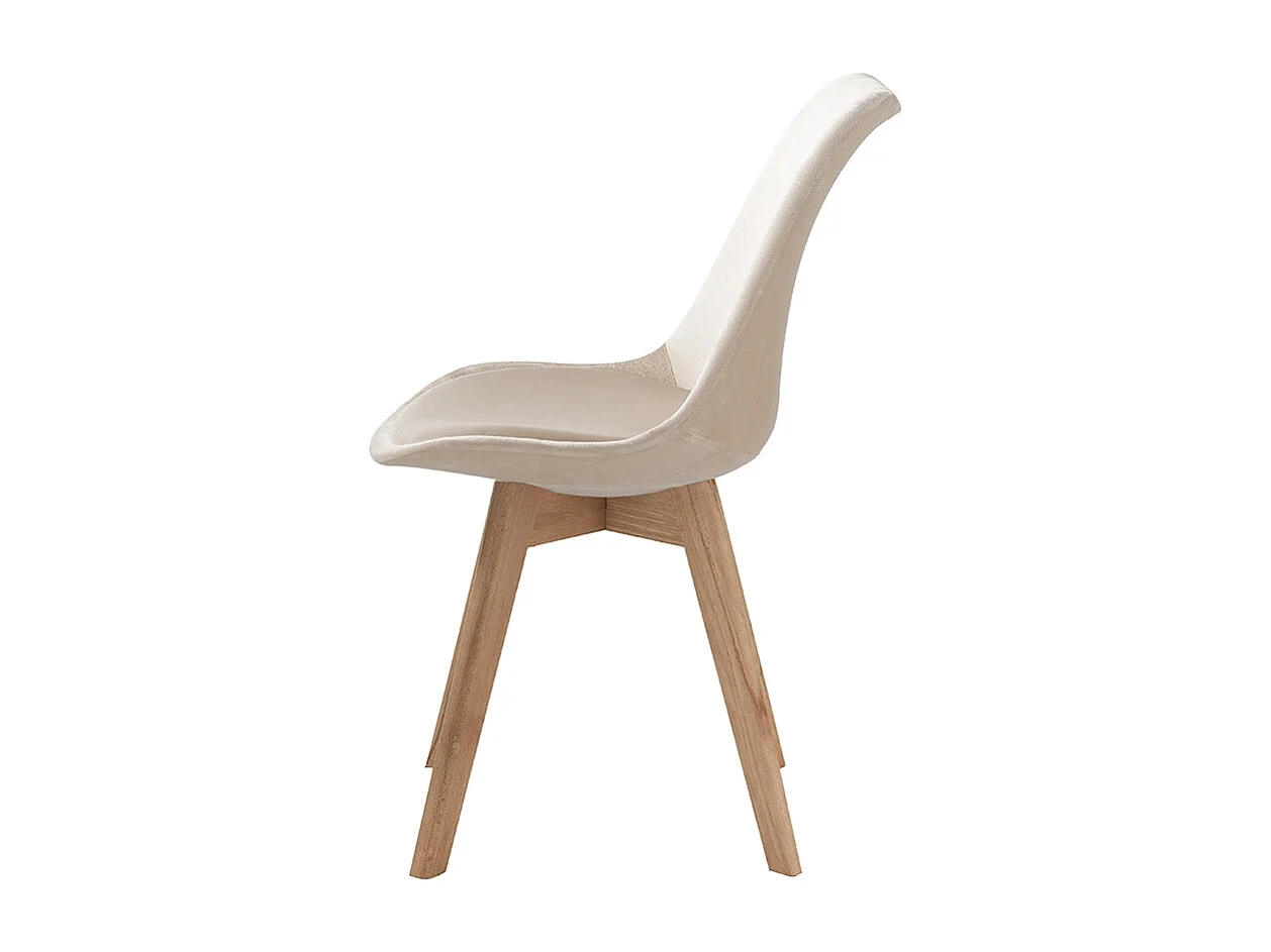 Juego de 4 sillas de terciopelo estilo escandinavo para salón cocina Smart Soft Stock - Beige