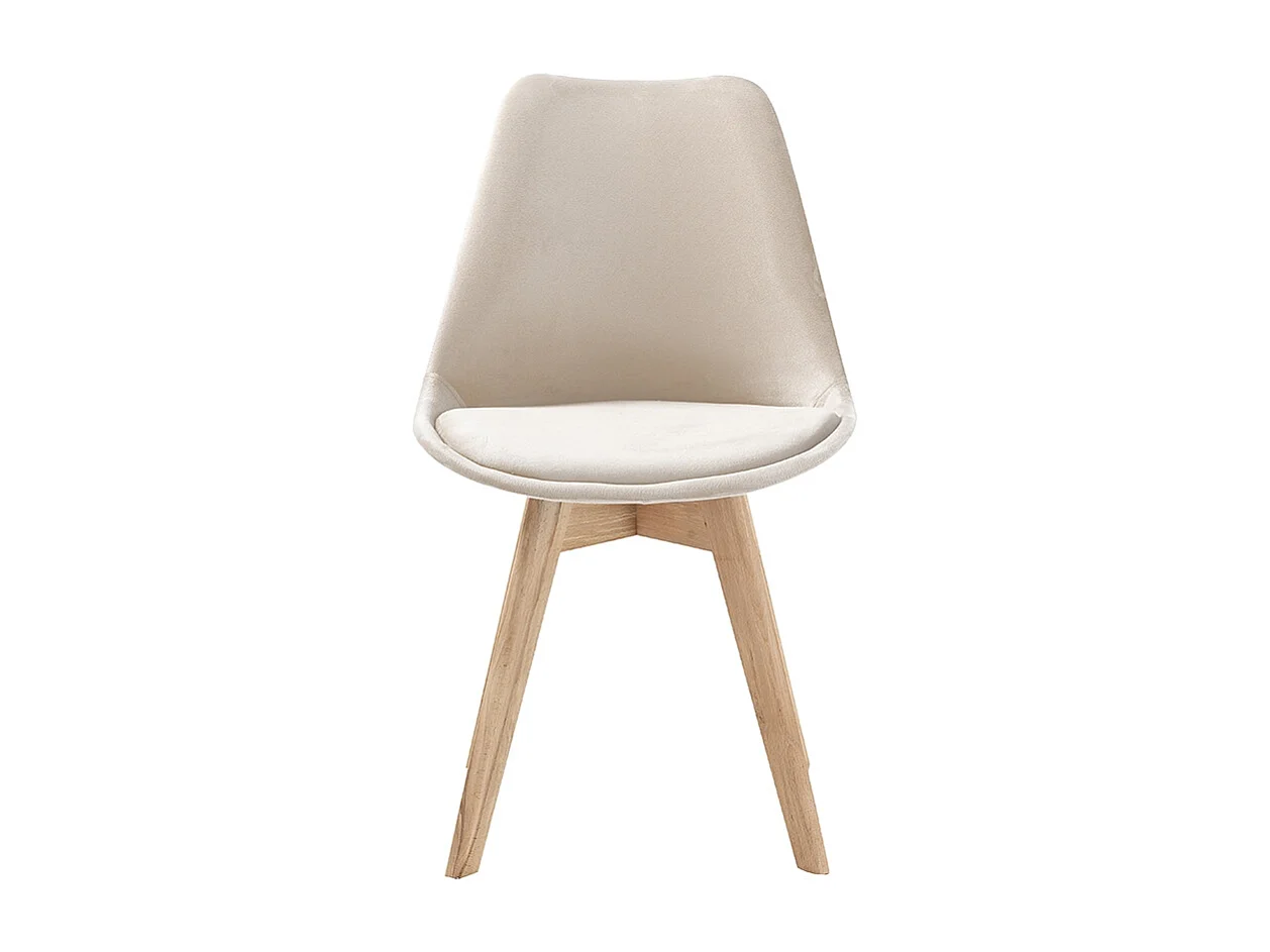 Juego de 4 sillas de terciopelo estilo escandinavo para salón cocina Smart Soft Stock - Beige