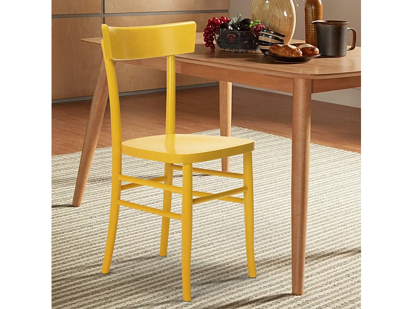 Silla de madera rústica clásica para comedor cocina bar restaurante Milano - Amarillo