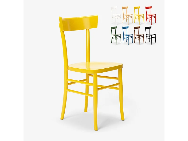 Silla de madera rústica clásica para comedor cocina bar restaurante Milano - Amarillo