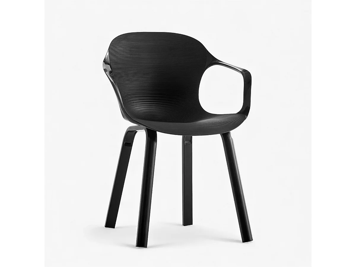 Juego de 4 sillas de comedor con diseño contemporáneo Corto - Negro