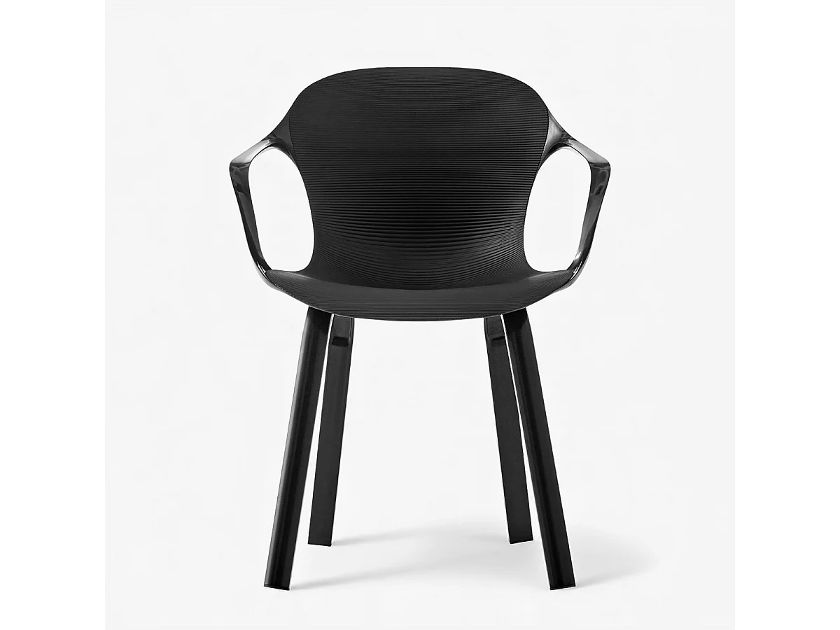 Juego de 4 sillas de comedor con diseño contemporáneo Corto - Negro