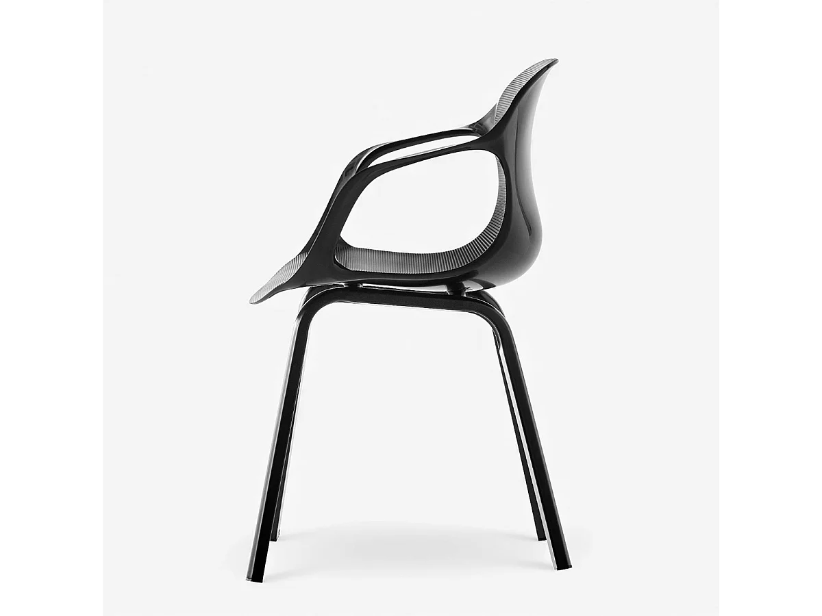 Juego de 4 sillas de comedor con diseño contemporáneo Corto - Negro