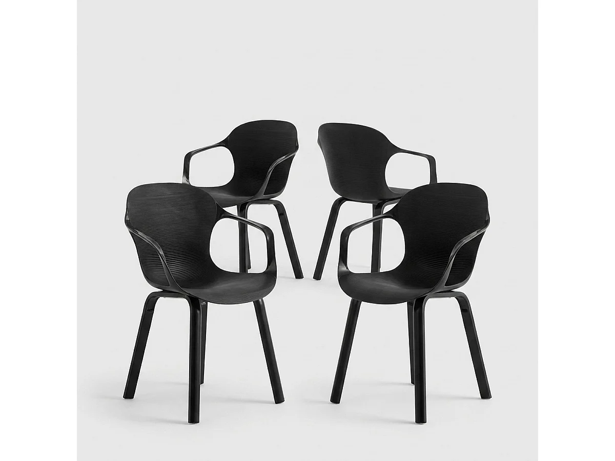 Set 4 sedie sala da pranzo con design contemporaneo Corto - Nero