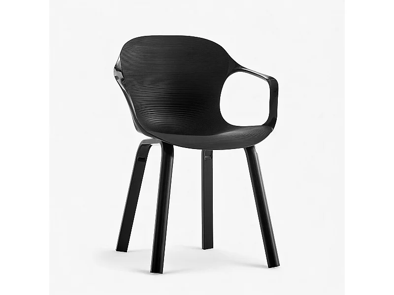 Juego de 4 sillas de comedor con diseño contemporáneo Corto - Negro