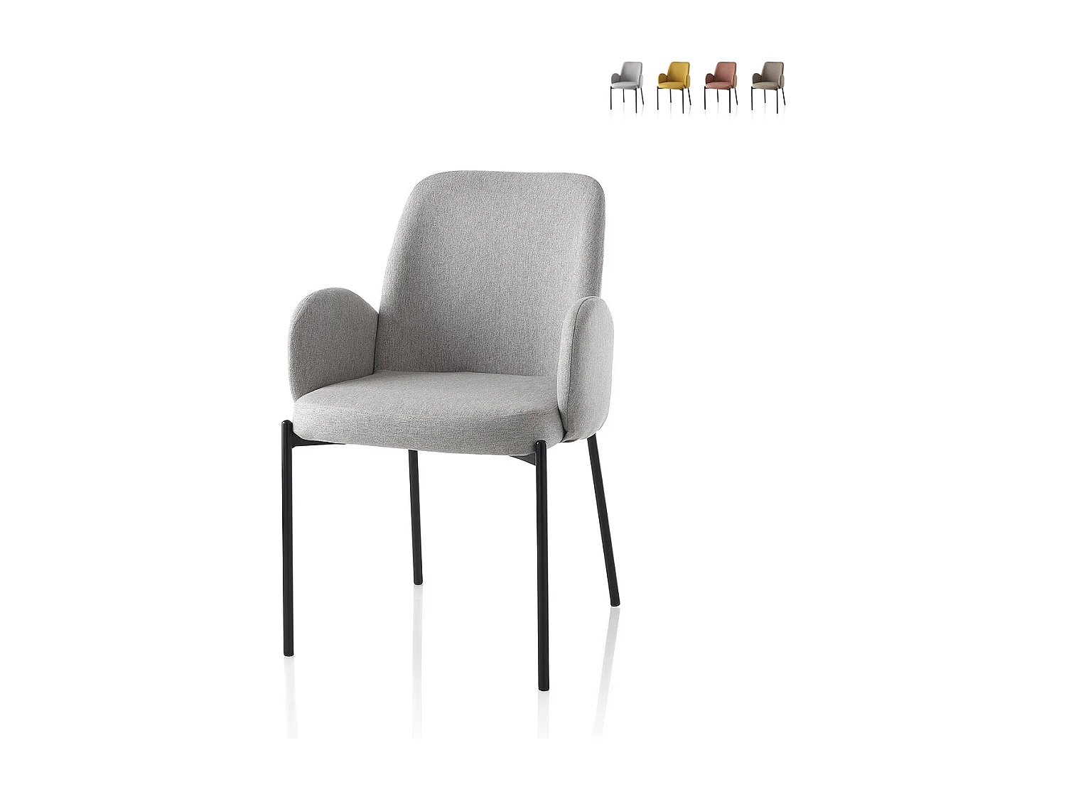 2 x Küchenstühle modern gepolstert aus Stoff mit Armlehnen Antea - Grau