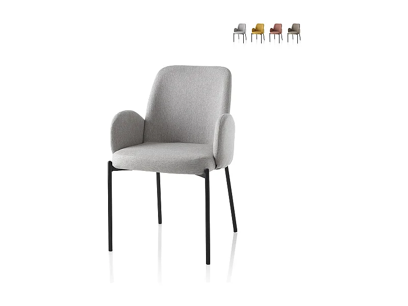 2 x Küchenstühle modern gepolstert aus Stoff mit Armlehnen Antea - Grau