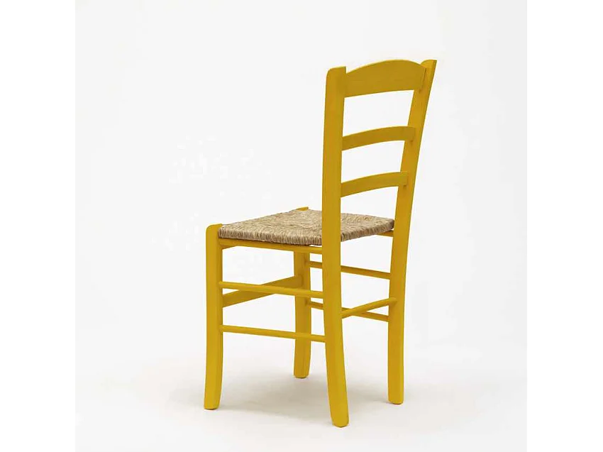 Silla Comedor Rústica Madera Asiento Artesanal Para Cocina Bar y Taberna Paesana - Amarillo