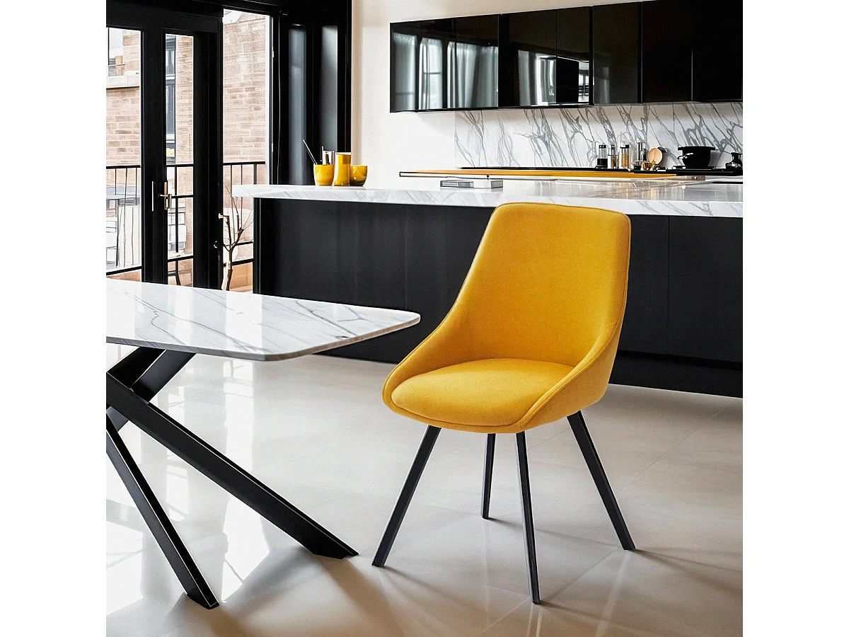 Stuhl drehbar für Esszimmer modernes Design aus Stoff Navya - Gelb