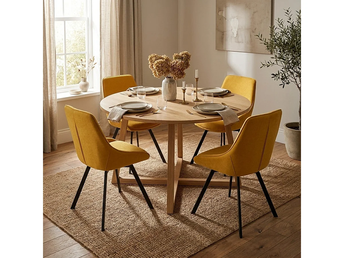 Stuhl drehbar für Esszimmer modernes Design aus Stoff Navya - Gelb