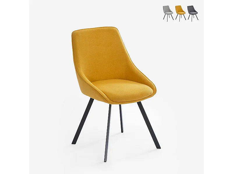 Stuhl drehbar für Esszimmer modernes Design aus Stoff Navya - Gelb