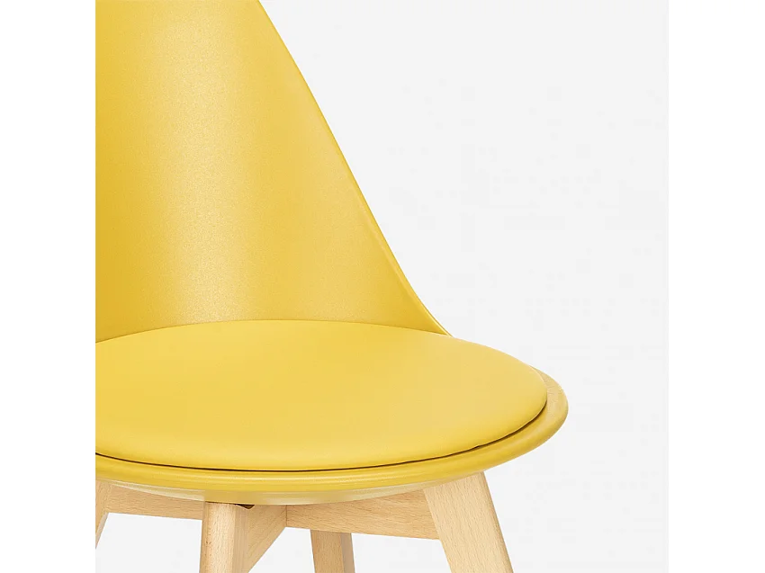 Stuhl in Skandinavischen Design aus Holz mit Kissen für Küche Esszimmer Bib Nordica - Gelb