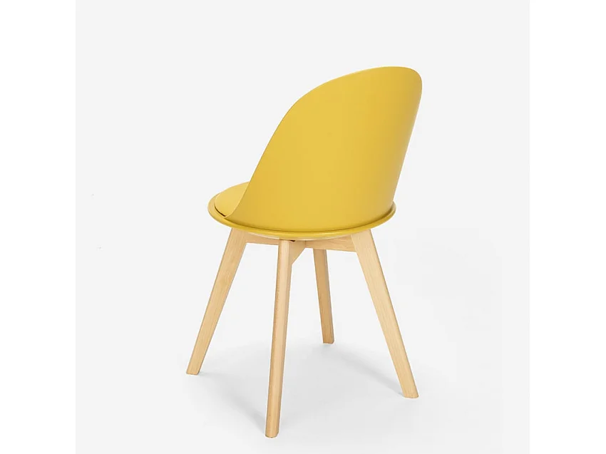 Chaise de cuisine et salle à manger avec coussin design scandinave en bois Bib Nordica - Jaune