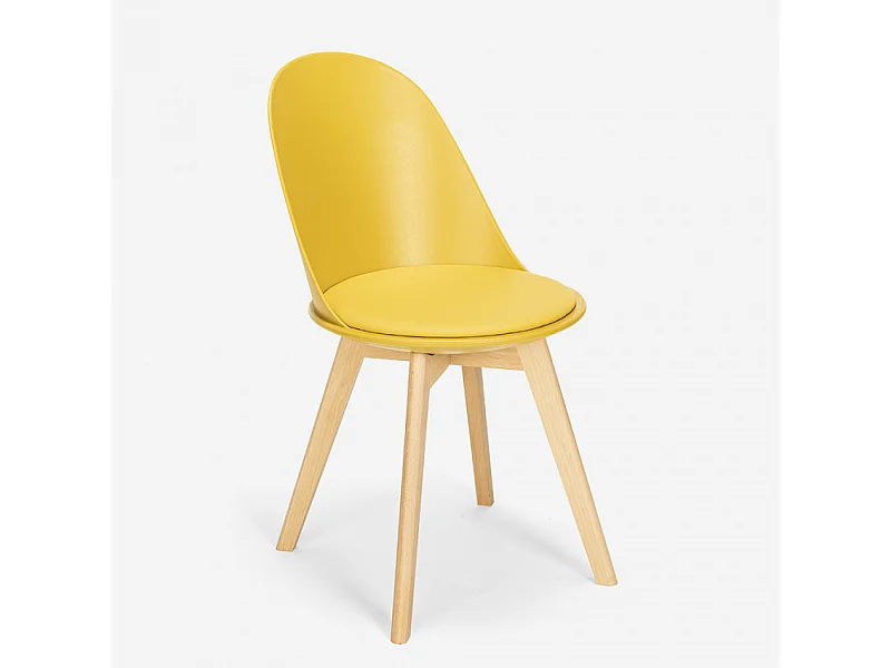 Sedia design scandinavo legno cuscino cucina sala da pranzo Bib Nordica - Giallo