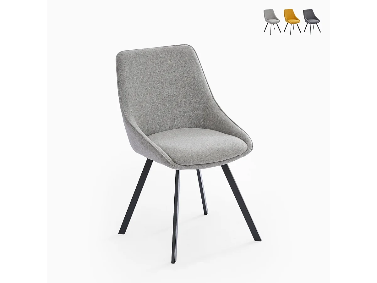 Silla giratoria de tela para salón-comedor de diseño moderno Navya - Gris claro