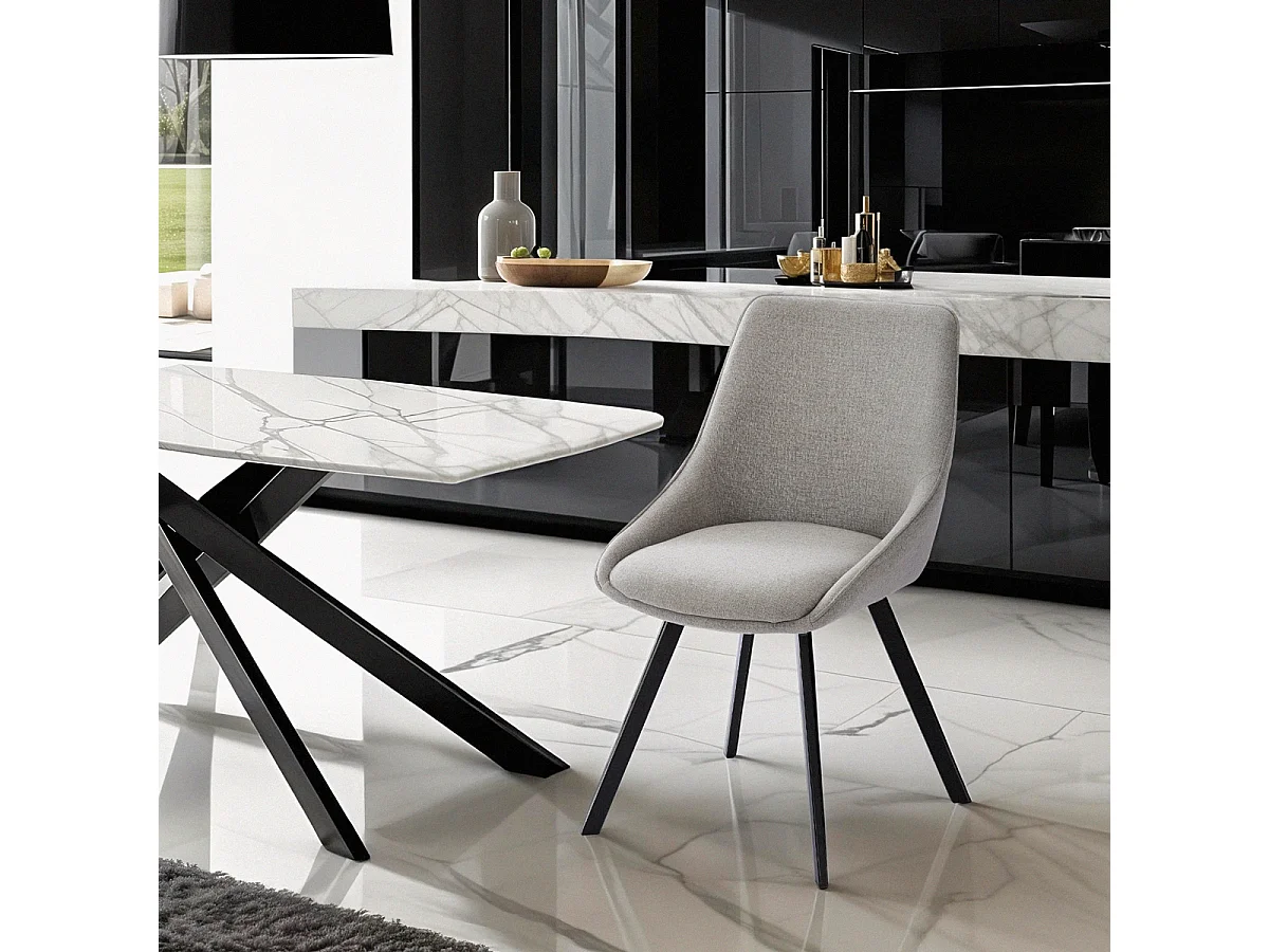 Silla giratoria de tela para salón-comedor de diseño moderno Navya - Gris claro