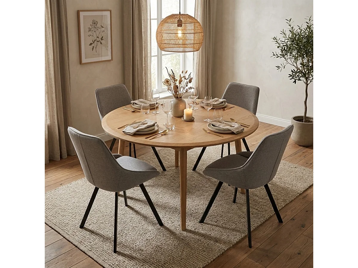 Silla giratoria de tela para salón-comedor de diseño moderno Navya - Gris claro