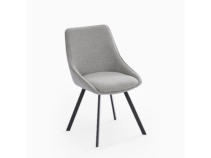 Silla giratoria de tela para salón-comedor de diseño moderno Navya - Gris claro