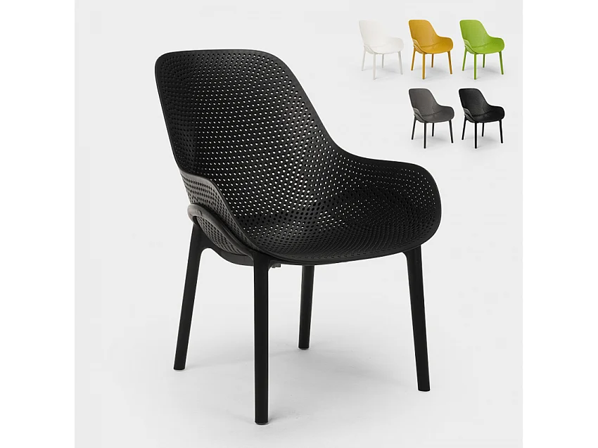 Sedie design moderno per cucina e bar in polipropilene Majestic - Nero