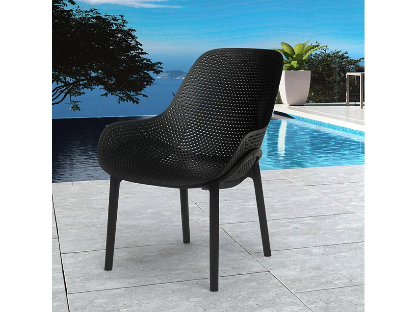 Sedie design moderno per cucina e bar in polipropilene Majestic - Nero