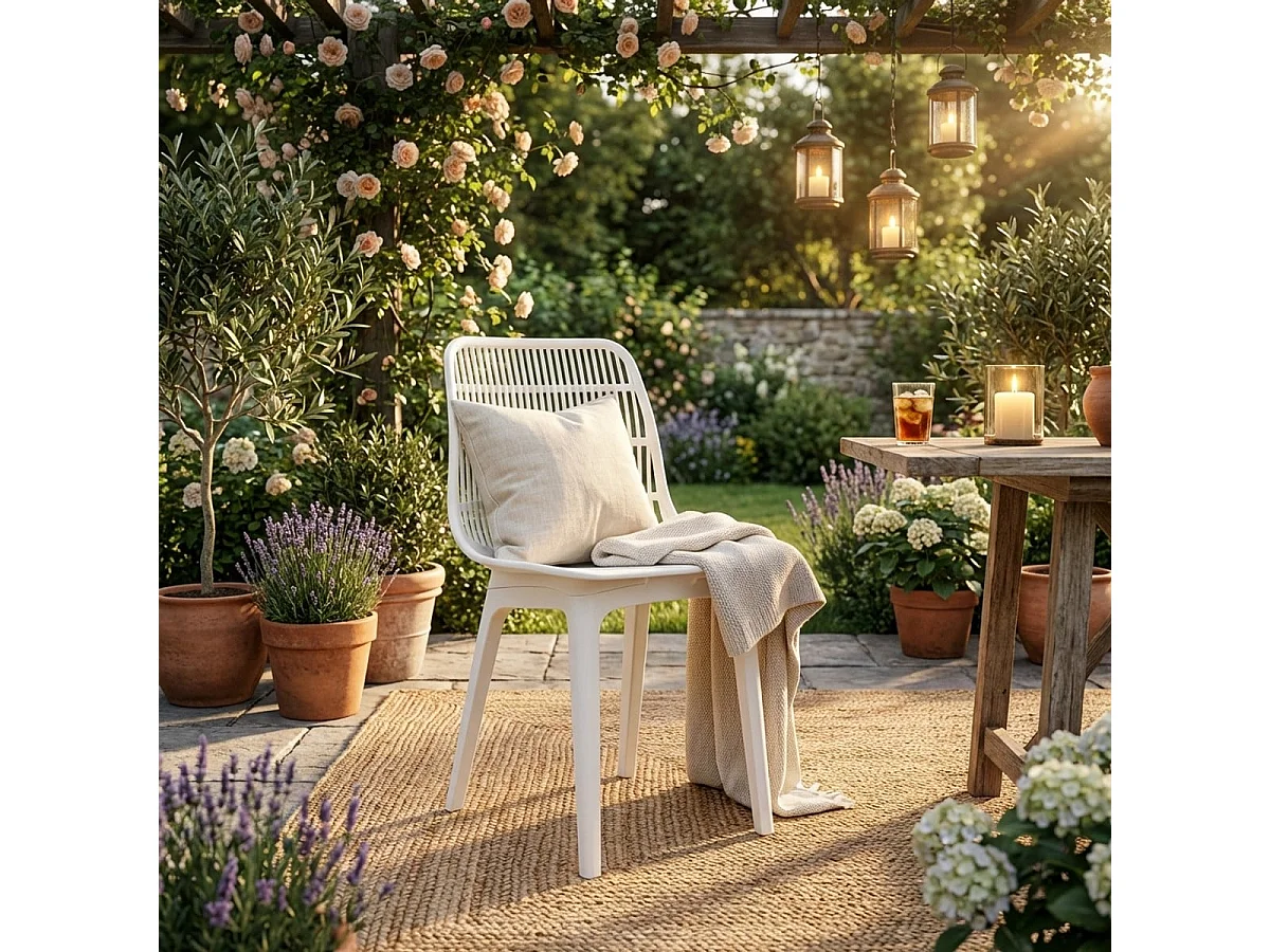 Polypropylen Stuhl für Küche, Bar, Restaurant, moderner Garten Bluetit - Weiß