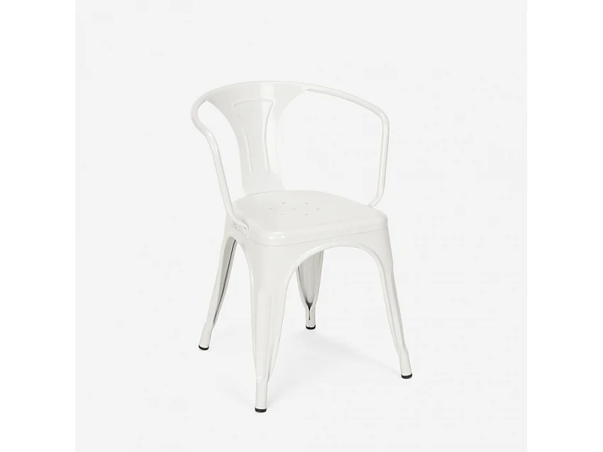 sillas con reposabrazos de acero para cocina y bar diseño moderno steel arm - Blanco